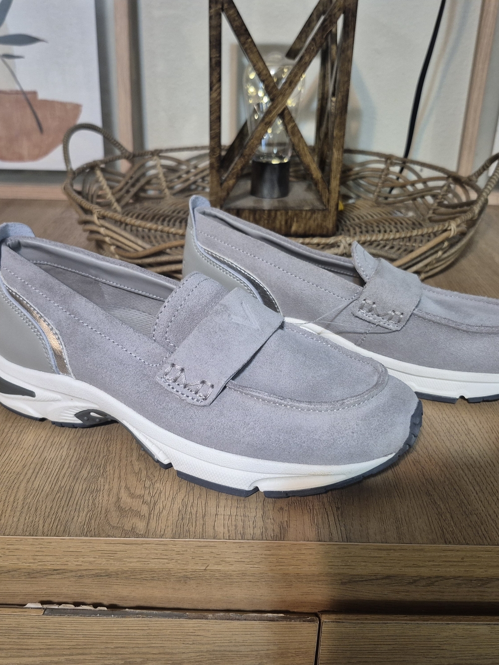 Vionic Grey Suede Slip-On Loafers with Athletic Sole